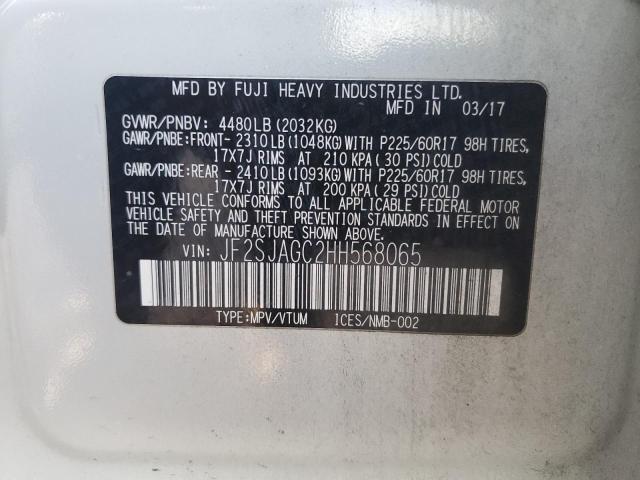 JF2SJAGC2HH568065 - 2017 SUBARU FORESTER 2.5I PREMIUM WHITE photo 13