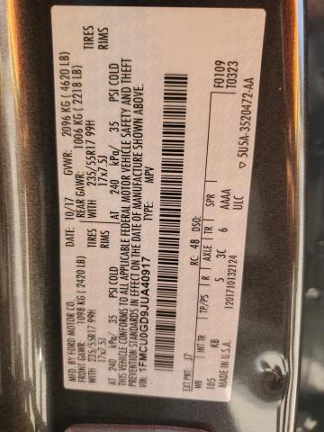 1FMCU0GD9JUA40917 - 2018 FORD ESCAPE SE Մոխրագույն լուսանկար 13