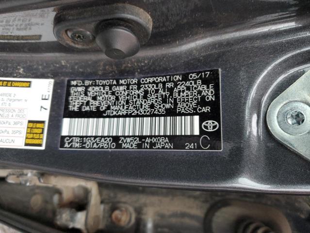 JTDKARFP2H3027435 - 2017 TOYOTA PRIUS PRIM 灰色 照片 12