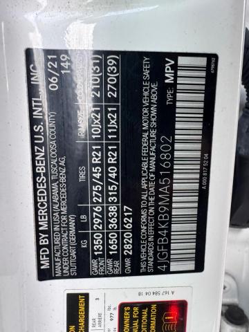 4JGFB4KB9MA516802 - 2021 MERCEDES-BENZ GLE 350 4MATIC WHITE photo 11