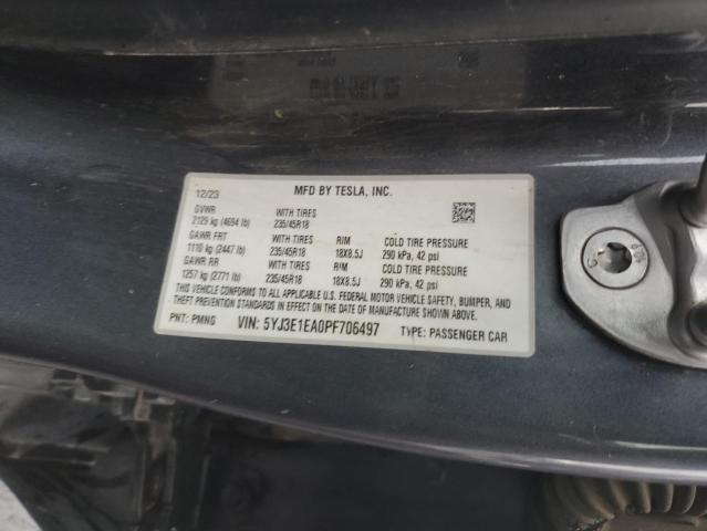 5YJ3E1EA0PF706497 - 2023 TESLA MODEL 3 CHARCOAL photo 12