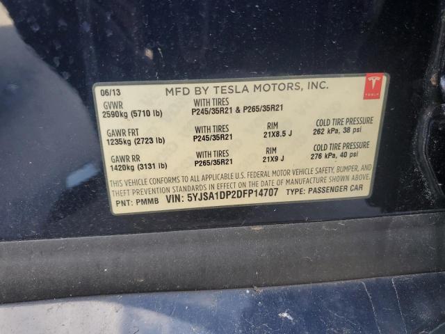 5YJSA1DP2DFP14707 - 2013 TESLA MODEL S ლურჯი ფოტო 13