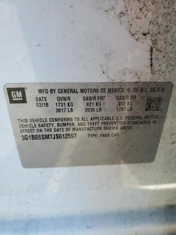 3G1BE6SM7JS612597 - 2018 CHEVROLET CRUZE LT Weiß Foto 12