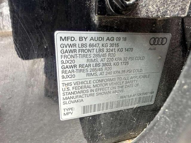 WA1LAAF72KD007199 - 2019 AUDI Q7 PREMIUM PLUS Черный фото 10