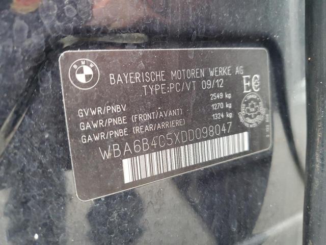 WBA6B4C5XDD098047 - 2013 BMW 650 XI BLACK photo 12