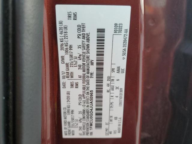 1FMCU0GD4JUA50965 - 2018 FORD ESCAPE SE Bordo fotoğraf 12