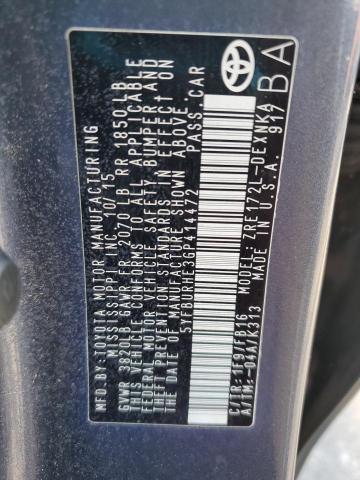 5YFBURHE3GP414472 - 2016 TOYOTA COROLLA L ნაცრისფერი ფოტო 12