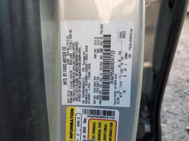 3FA6P0SU8DR247753 - 2013 FORD FUSION TITANIUM PHEV BLUE photo 12