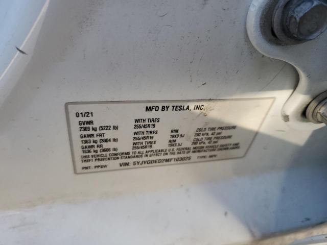 5YJYGDED2MF103025 - 2021 TESLA MODEL Y 白色 照片 13