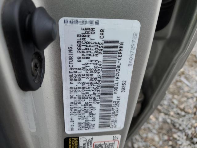 4T1BE32K04U272147 - 2004 TOYOTA CAMRY LE SILVER photo 13