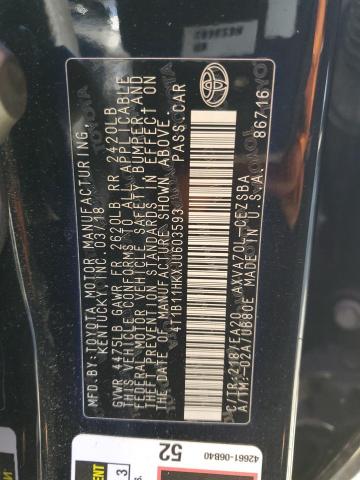 4T1B11HKXJU603593 - 2018 TOYOTA CAMRY L BLACK photo 13