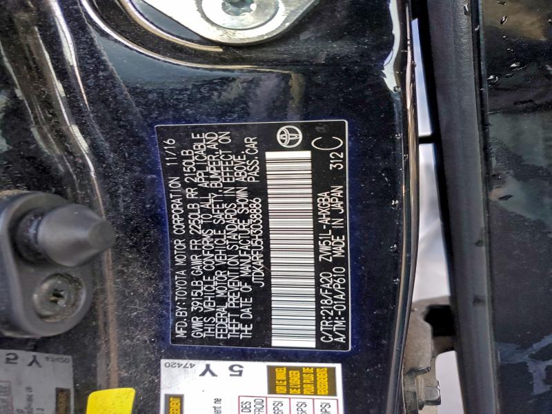 JTDKARFU5H3038886 - 2017 TOYOTA PRIUS BLACK photo 12