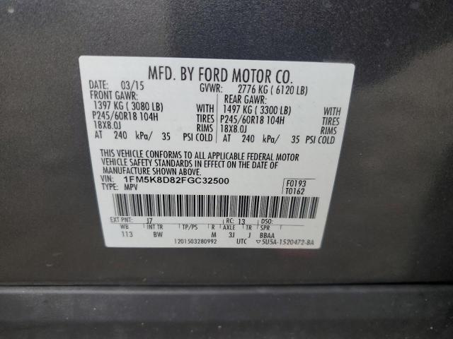 1FM5K8D82FGC32500 - 2015 FORD EXPLORER XLT Grau Foto 13