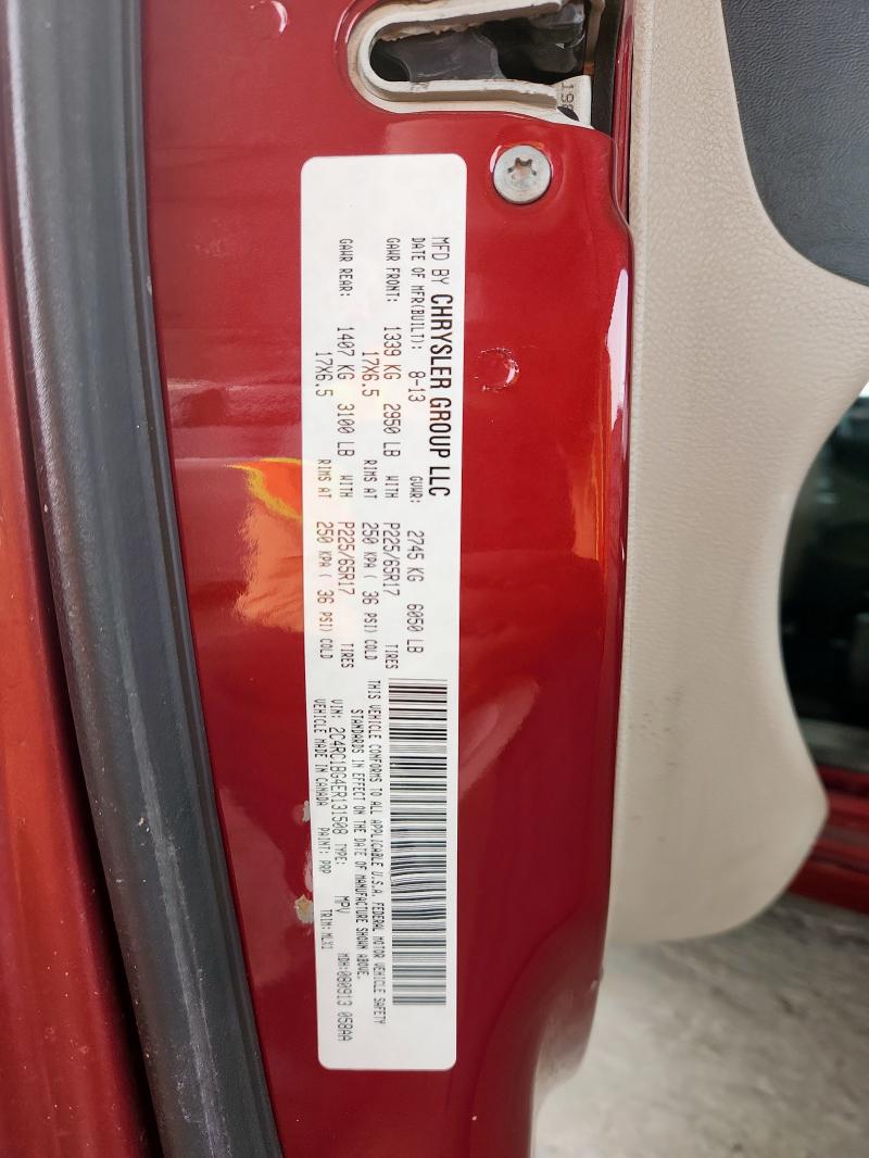 2C4RC1BG4ER131508 - 2014 CHRYSLER TOWN & COU TOURING BURGUNDY photo 13