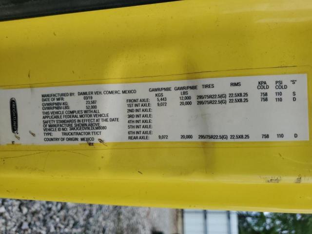 3AKJGEDV9LDLM8080 - 2020 FREIGHTLINER CASCADIA 1 Դեղին լուսանկար 10