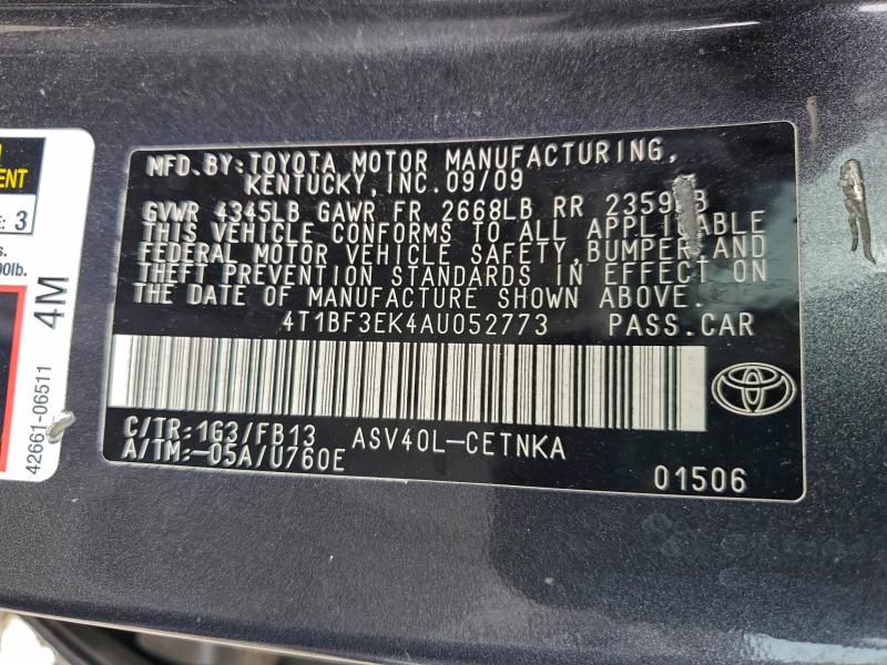 4T1BF3EK4AU052773 - 2010 TOYOTA CAMRY BASE GRAY photo 13