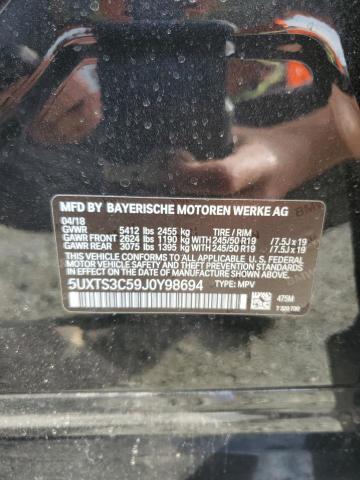 5UXTS3C59J0Y98694 - 2018 BMW X3 XDRIVEM40I BLACK photo 13