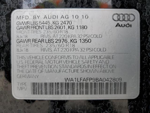 WA1LFAFP9BA042809 - 2011 AUDI Q5 PREMIUM PLUS BLACK photo 13