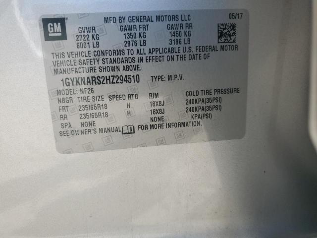 1GYKNARS2HZ294510 - 2017 CADILLAC XT5 银色 照片 13