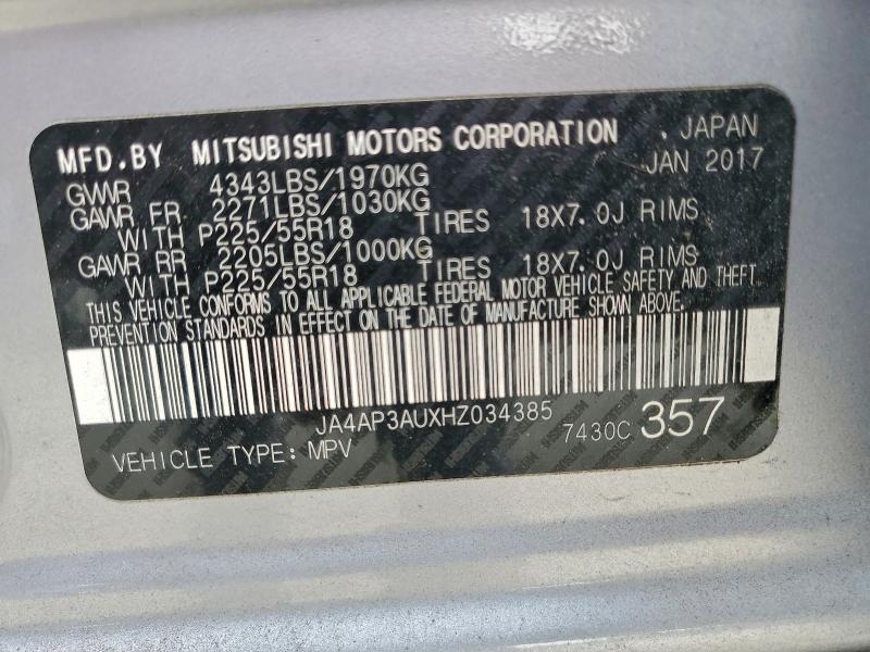 JA4AP3AUXHZ034385 - 2017 MITSUBISHI OUTLANDER ES ვერცხლისფერი ფოტო 14