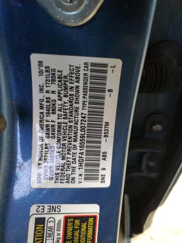 1HGFA16559L007247 - 2009 HONDA CIVIC LX 蓝色 照片 13
