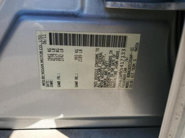 1N4AL2AP9CN417133 - 2012 NISSAN ALTIMA BASE 银色 照片 12
