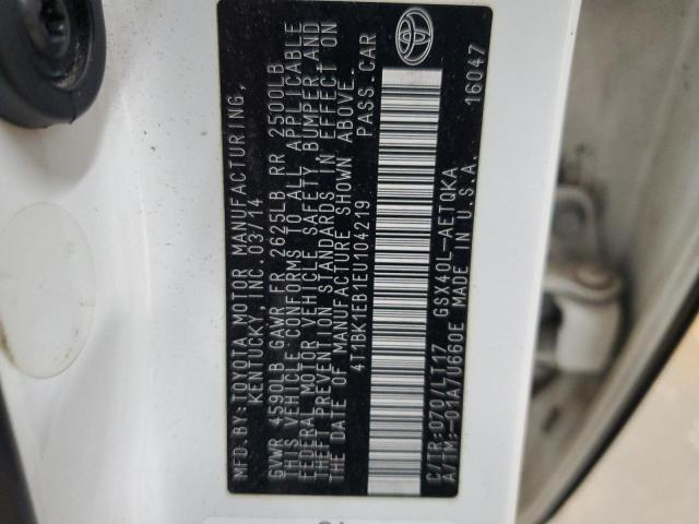 4T1BK1EB1EU104219 - 2014 TOYOTA AVALON BASE Weiß Foto 12