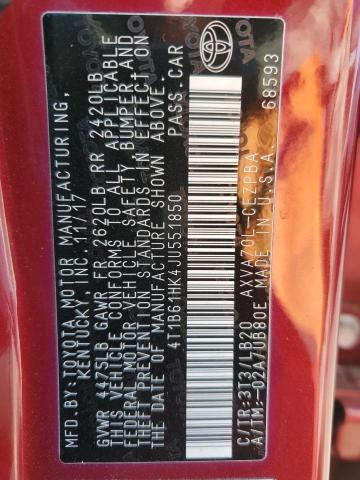 4T1B61HK4JU551850 - 2018 TOYOTA CAMRY XSE RED photo 12
