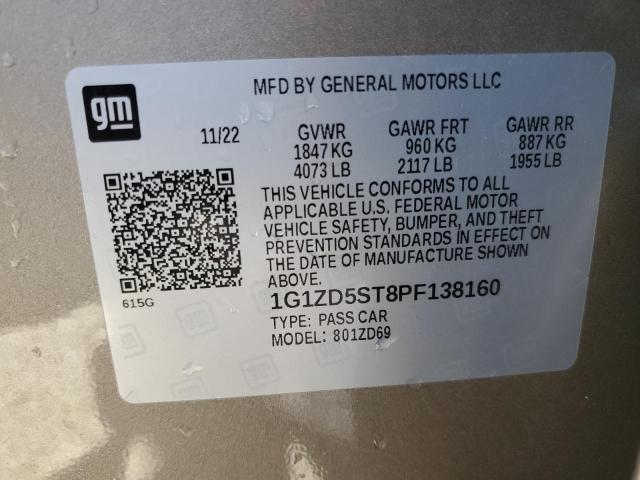 1G1ZD5ST8PF138160 - 2023 CHEVROLET MALIBU LT 灰色 照片 13