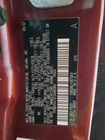 5TBBV54137S486569 - 2007 TOYOTA TUNDRA DOUBLE CAB SR5 RED photo 12