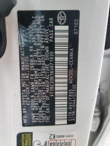 4T1BE32K16U671930 - 2006 TOYOTA CAMRY LE თეთრი ფოტო 12