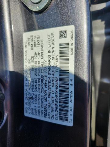 2HKRW2H87KH657802 - 2019 HONDA CR-V EXL 灰色 照片 13