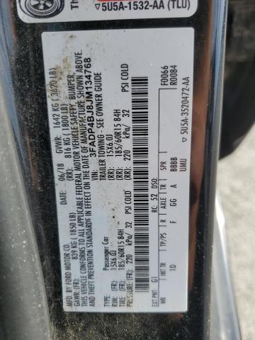 3FADP4BJ8JM134768 - 2018 FORD FIESTA SE BLACK photo 12