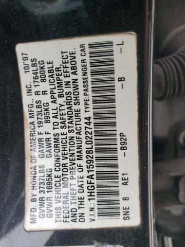 1HGFA15928L022744 - 2008 HONDA CIVIC EXL BLACK photo 13