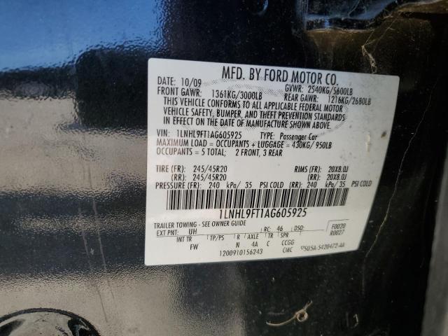 1LNHL9FT1AG605925 - 2010 LINCOLN MKS 黑色 照片 12