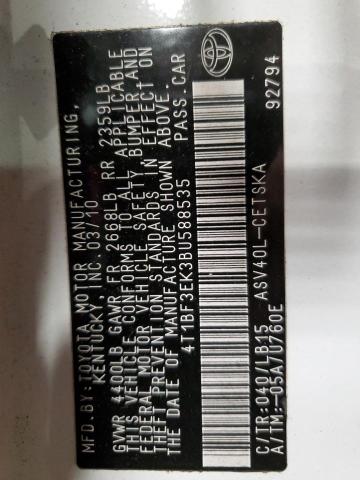 4T1BF3EK3BU588535 - 2011 TOYOTA CAMRY BASE WHITE photo 12