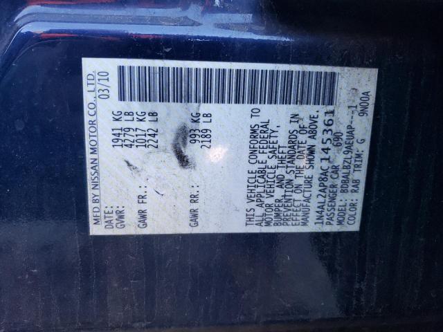 1N4AL2AP8AC145361 - 2010 NISSAN ALTIMA BASE BLUE photo 12