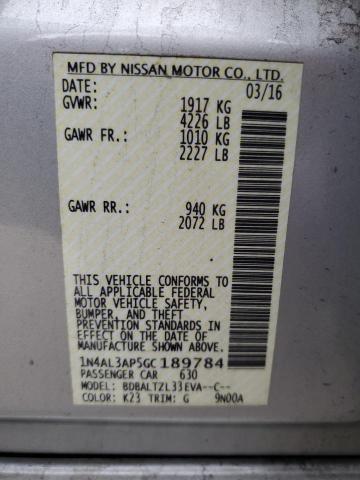 1N4AL3AP5GC189784 - 2016 NISSAN ALTIMA 2.5 银色 照片 12