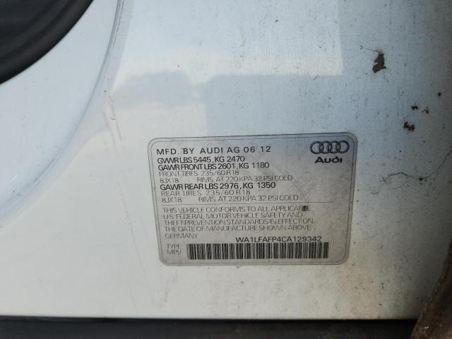 WA1LFAFP4CA129342 - 2012 AUDI Q5 PREMIUM PLUS თეთრი ფოტო 13