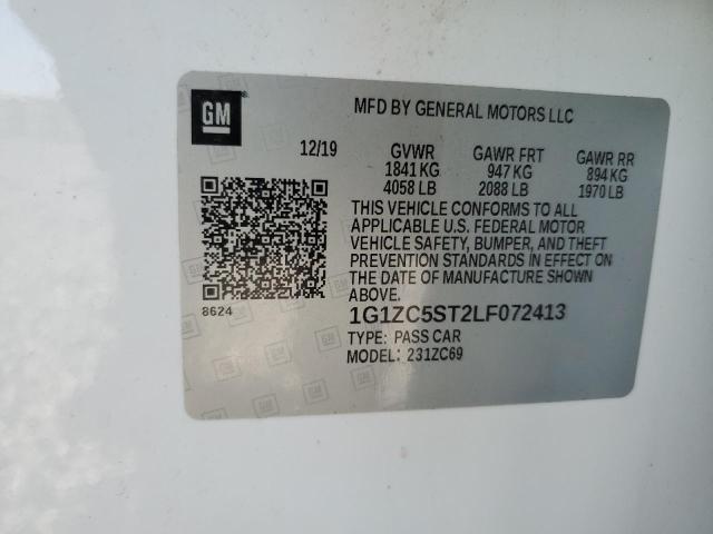 1G1ZC5ST2LF072413 - 2020 CHEVROLET MALIBU LS WHITE photo 12