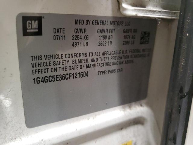 1G4GC5E36CF121604 - 2012 BUICK LACROSSE WHITE photo 12