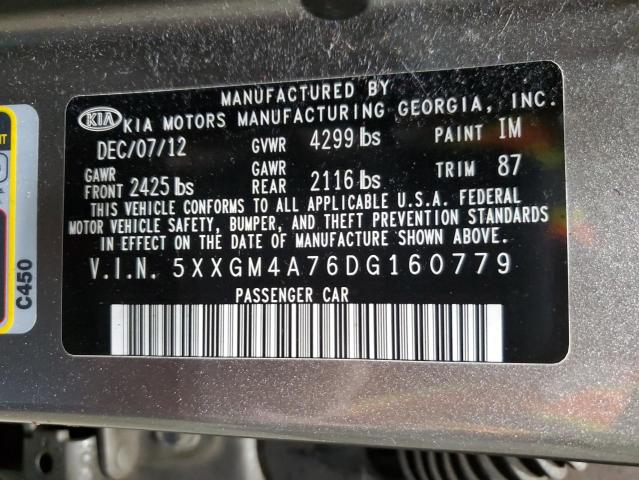 5XXGM4A76DG160779 - 2013 KIA OPTIMA LX GRAY photo 12