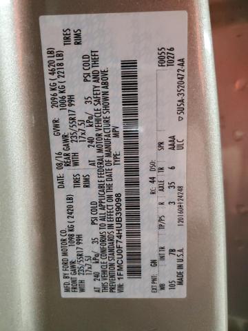 1FMCU0F74HUB39098 - 2017 FORD ESCAPE S BEIGE photo 13