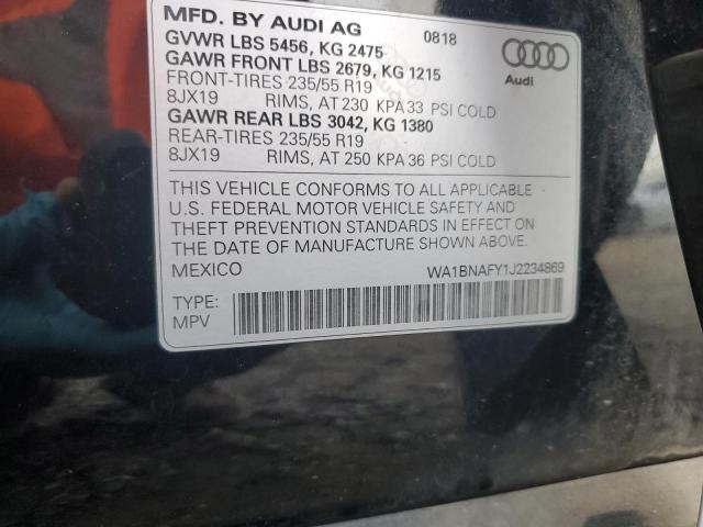 WA1BNAFY1J2234869 - 2018 AUDI Q5 PREMIUM PLUS BLACK photo 13