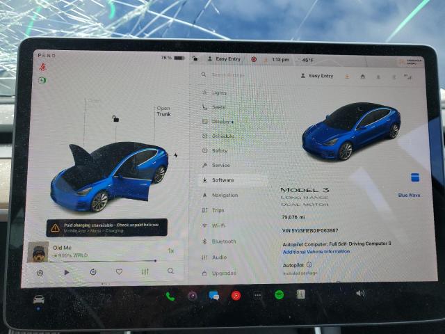 5YJ3E1EB0JF063987 - 2018 TESLA MODEL 3 Mavi fotoğraf 9