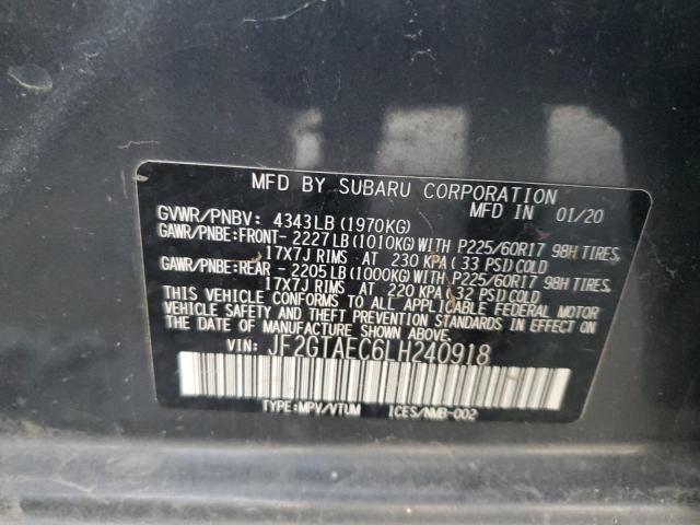 JF2GTAEC6LH240918 - 2020 SUBARU CROSSTREK PREMIUM 灰色 照片 13