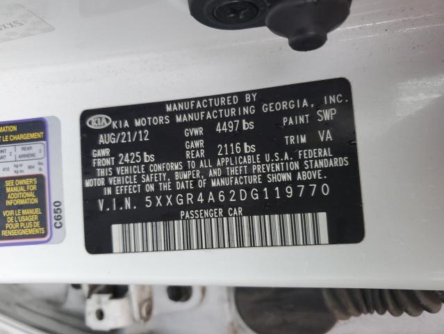 5XXGR4A62DG119770 - 2013 KIA OPTIMA SX 白色 照片 12