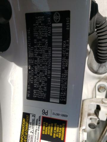 4T1BF1FK4DU708803 - 2013 TOYOTA CAMRY L WHITE photo 12