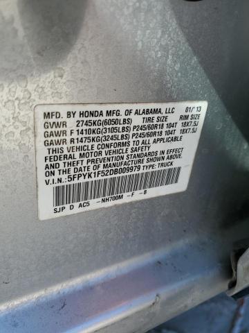 5FPYK1F52DB009979 - 2013 HONDA RIDGELINE RTL SILVER photo 12