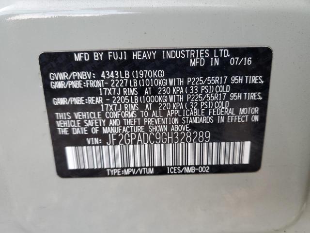 JF2GPADC9GH328289 - 2016 SUBARU CROSSTREK PREMIUM BEIGE photo 13